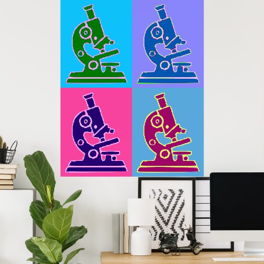 Microscoop Pop Art Poster (Thuiskantoor)
