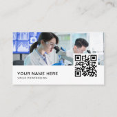 Microscoop Wetenschapper Lab QR Code Visitekaartje (Voorkant)