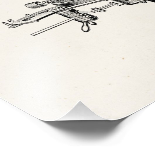  microscoopillustratie Retro-microscopen Foto Afdruk (Hoek)