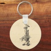  microscoopillustratie Retro-microscopen Sleutelhanger (Voorkant)