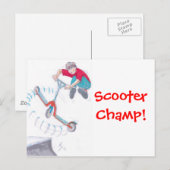 Microscooter trick cartoon briefkaart (Voorkant / Achterkant)