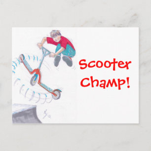 Microscooter trick cartoon briefkaart