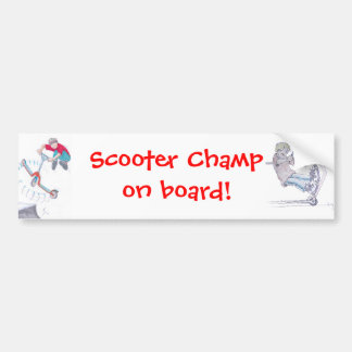 Microscooter trick cartoon bumpersticker