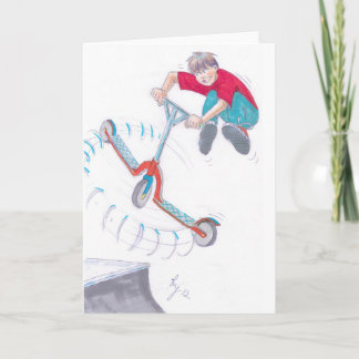 Microscooter trick cartoon kaart