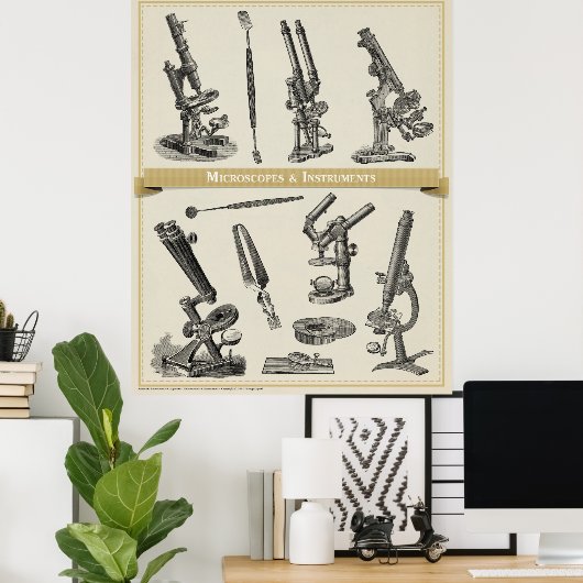 Microscopen en instrumenten poster (Thuiskantoor)