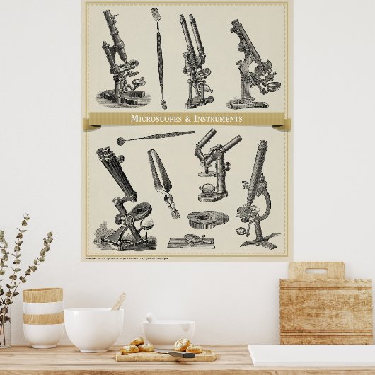 Microscopen en instrumenten poster (Keuken)