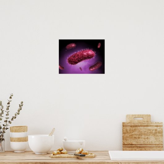 Microscopisch Uitzicht van bacteriën 2 Poster (Keuken)