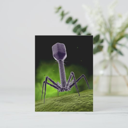 Microscopisch Uitzicht van bacteriofaag Briefkaart (Staand voorkant)