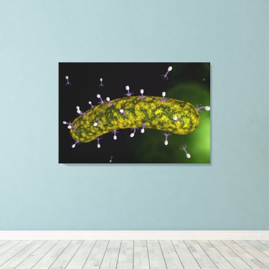 Microscopisch Uitzicht van bacteriofaag Canvas Afdruk (Insitu (Houten vloer))