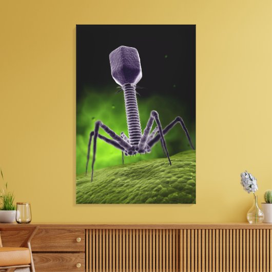 Microscopisch Uitzicht van bacteriofaag Canvas Afdruk (Insitu (Woonkamer))