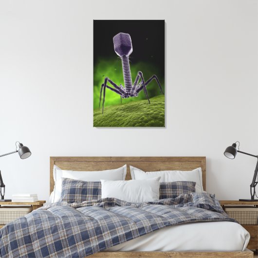 Microscopisch Uitzicht van bacteriofaag Canvas Afdruk (Insitu (Slaapkamer))