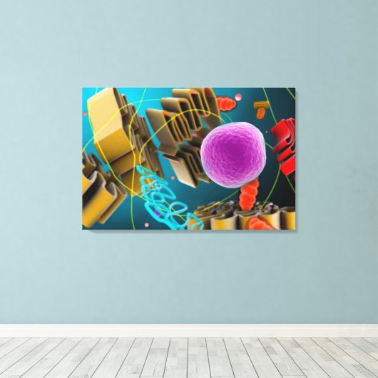 Microscopisch Uitzicht van dierlijke celkern Canvas Afdruk (Insitu (Houten vloer))