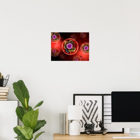 Microscopisch Uitzicht van dierlijke cellen 2 Poster (Thuiskantoor)