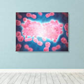 Microscopisch Uitzicht van een groep leukemiecelle Canvas Afdruk (Insitu (Houten vloer))