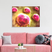 Microscopisch Uitzicht van fagocytaire macrofagen Canvas Afdruk (Insitu (Woonkamer))
