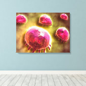 Microscopisch Uitzicht van fagocytaire macrofagen Canvas Afdruk (Insitu (Houten vloer))
