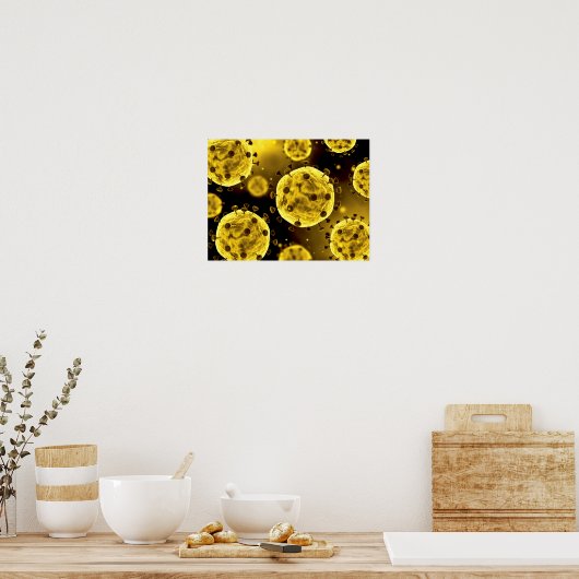 Microscopisch Uitzicht van het Coronavirus Poster (Keuken)