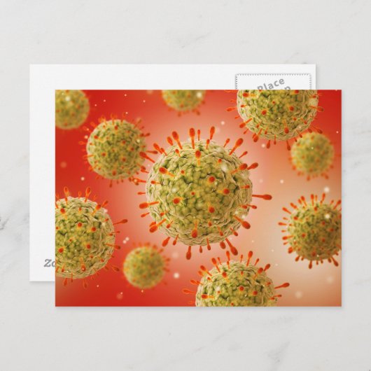 Microscopisch Uitzicht van het herpesvirus 1 Briefkaart (Voorkant / Achterkant)