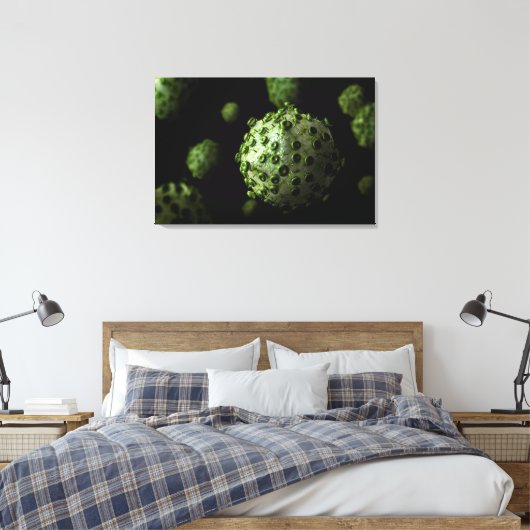 Microscopisch Uitzicht van het HIV-virus 1 Canvas Afdruk (Insitu (Slaapkamer))