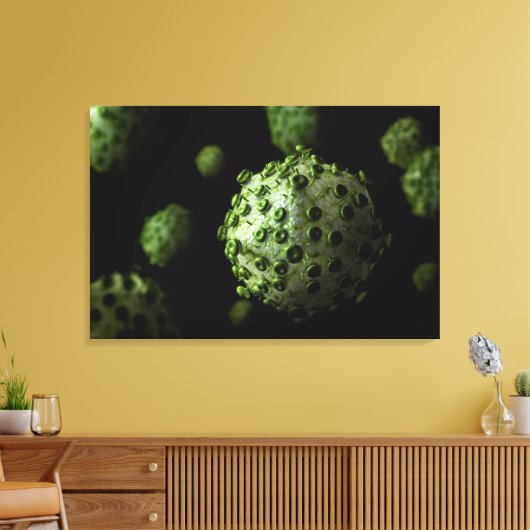 Microscopisch Uitzicht van het HIV-virus 1 Canvas Afdruk (Insitu (Woonkamer))
