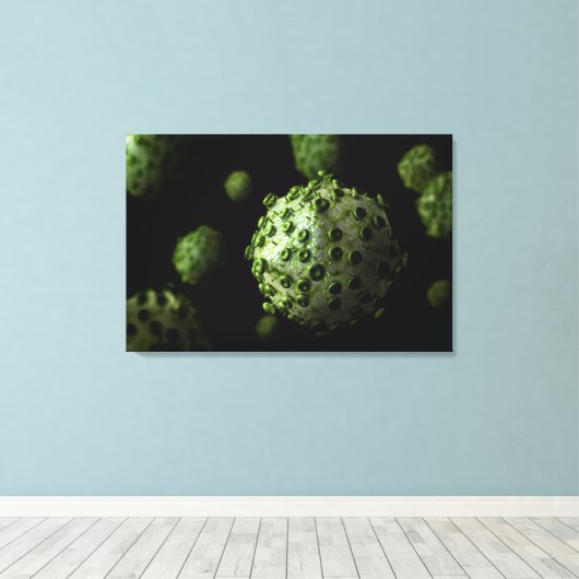 Microscopisch Uitzicht van het HIV-virus 1 Canvas Afdruk (Insitu (Houten vloer))