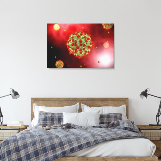 Microscopisch Uitzicht van het HIV-virus 2 Canvas Afdruk (Insitu (Slaapkamer))
