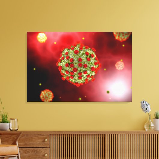 Microscopisch Uitzicht van het HIV-virus 2 Canvas Afdruk (Insitu (Woonkamer))