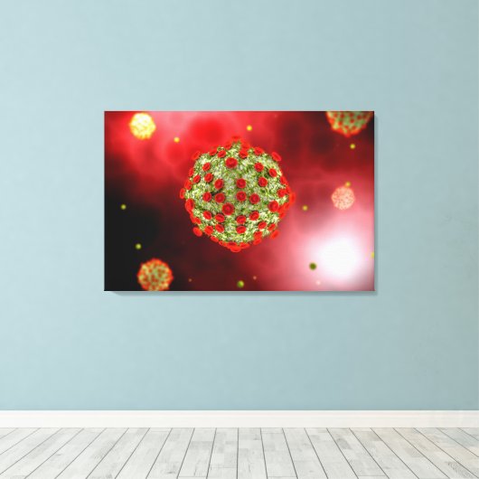 Microscopisch Uitzicht van het HIV-virus 2 Canvas Afdruk (Insitu (Houten vloer))
