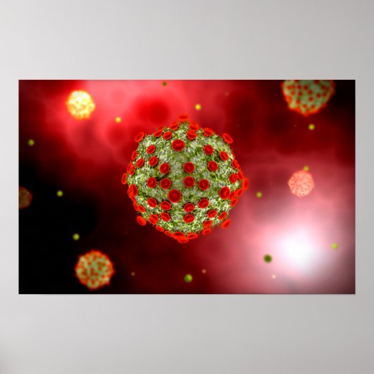 Microscopisch Uitzicht van het HIV-virus 2 Poster (Voorkant)