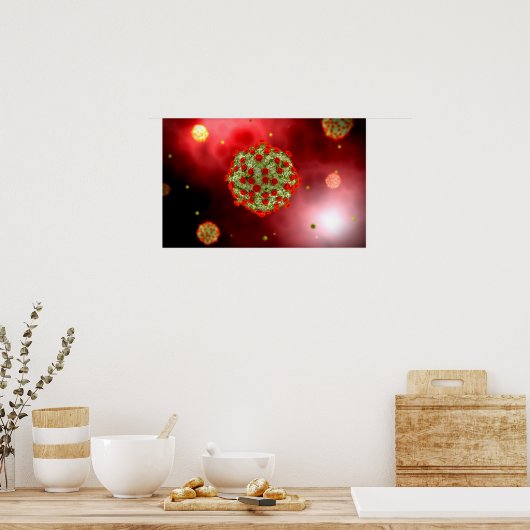Microscopisch Uitzicht van het HIV-virus 2 Poster (Keuken)