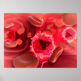 Microscopisch Uitzicht van het HIV-virus in de lon Poster