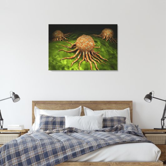 Microscopisch Uitzicht van het kankervirus Canvas Afdruk (Insitu (Slaapkamer))