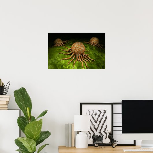 Microscopisch Uitzicht van het kankervirus Poster (Thuiskantoor)