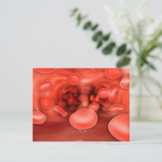 Microscopisch Uitzicht van het Stromen van Rode Briefkaart (Staand voorkant)