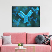 Microscopisch Uitzicht van immunoglobuline G-molec Canvas Afdruk (Insitu (Woonkamer))