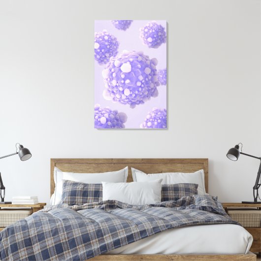 Microscopisch Uitzicht van pancreaskankercellen 1 Canvas Afdruk (Insitu (Slaapkamer))