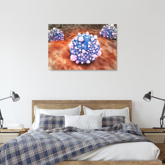 Microscopisch Uitzicht van pancreaskankercellen 2 Canvas Afdruk (Insitu (Slaapkamer))