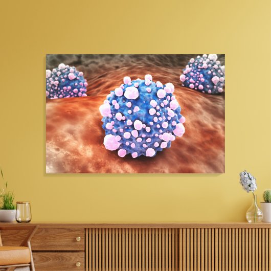 Microscopisch Uitzicht van pancreaskankercellen 2 Canvas Afdruk (Insitu (Woonkamer))