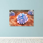 Microscopisch Uitzicht van pancreaskankercellen 2 Canvas Afdruk (Insitu (Houten vloer))