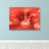 Microscopisch Uitzicht van rode bloedcellen die st Canvas Afdruk (Insitu (Houten vloer))