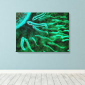 Microscopisch Uitzicht van spinzwemmen naar eieren Canvas Afdruk (Insitu (Houten vloer))