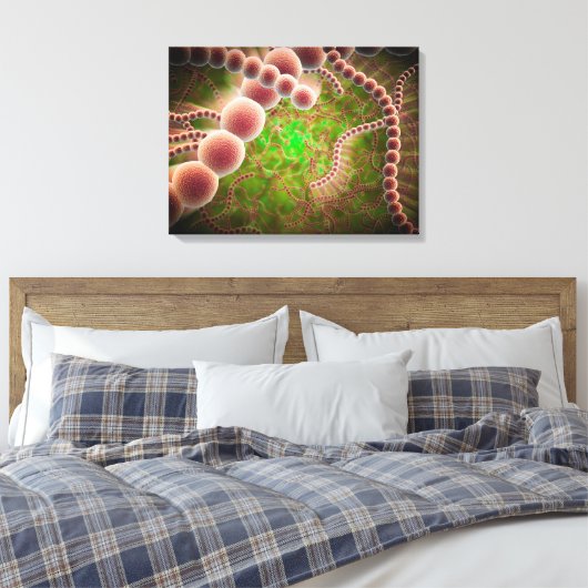 Microscopisch Uitzicht van Streptococcus pneumonia Canvas Afdruk (Insitu (Slaapkamer))