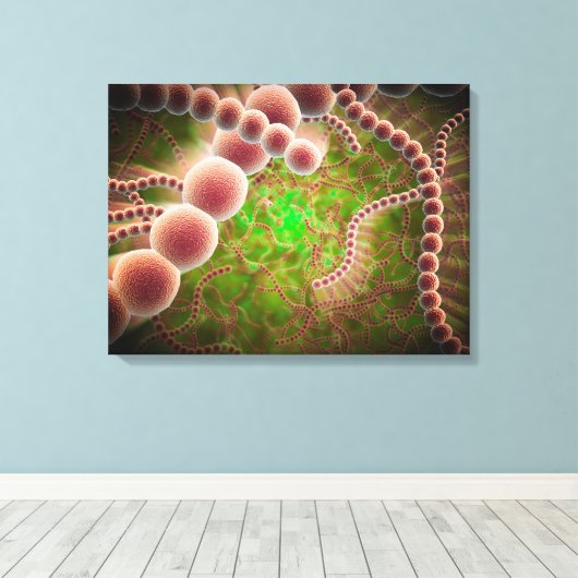 Microscopisch Uitzicht van Streptococcus pneumonia Canvas Afdruk (Insitu (Houten vloer))
