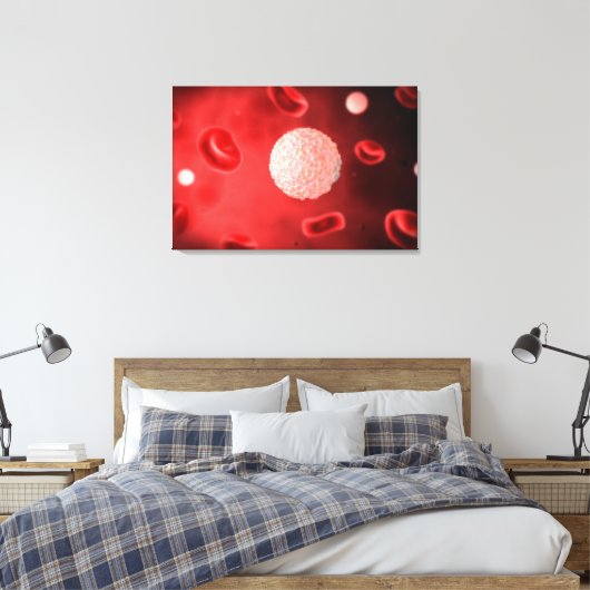 Microscopisch Uitzicht van witte bloedcellen Canvas Afdruk (Insitu (Slaapkamer))