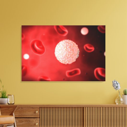 Microscopisch Uitzicht van witte bloedcellen Canvas Afdruk (Insitu (Woonkamer))