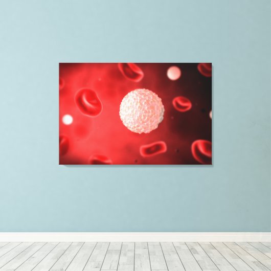 Microscopisch Uitzicht van witte bloedcellen Canvas Afdruk (Insitu (Houten vloer))