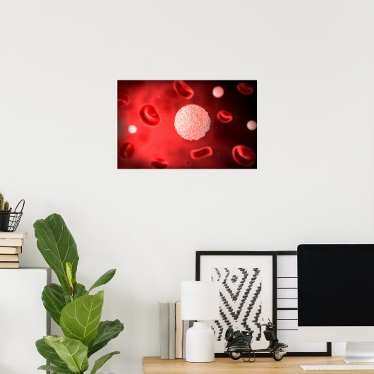 Microscopisch Uitzicht van witte bloedcellen Poster (Thuiskantoor)