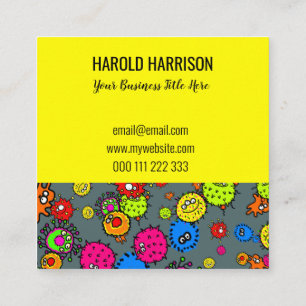 Microscopisch ziektevirus Bacteria Doodle Sjabloon Vierkante Visitekaartje