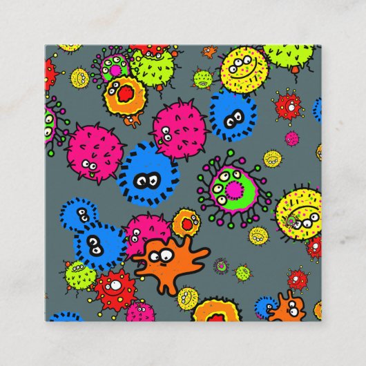 Microscopisch ziektevirus Bacteria Doodle Sjabloon Vierkante Visitekaartje (Voorkant)