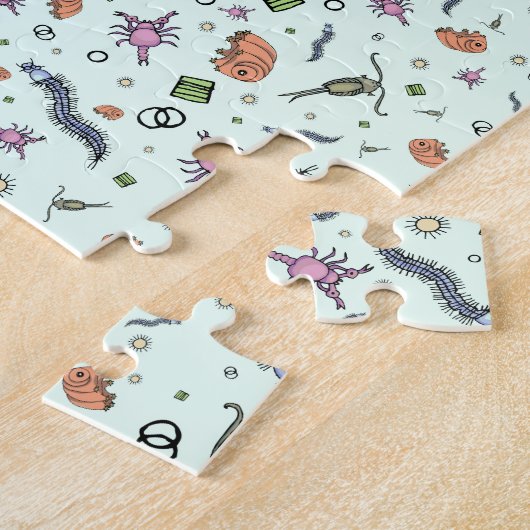 Microscopische dieren in blauw legpuzzel (Zijkant)